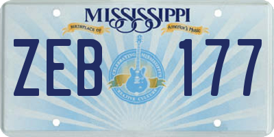 MS license plate ZEB177