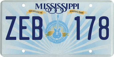 MS license plate ZEB178