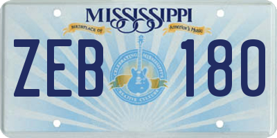 MS license plate ZEB180
