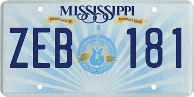 MS license plate ZEB181