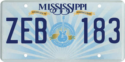 MS license plate ZEB183