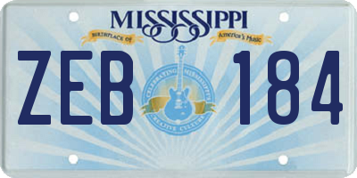 MS license plate ZEB184