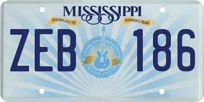 MS license plate ZEB186