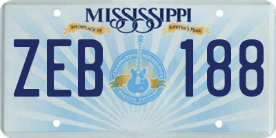 MS license plate ZEB188
