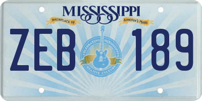 MS license plate ZEB189
