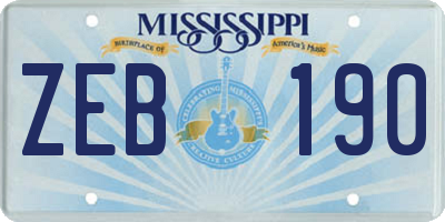 MS license plate ZEB190