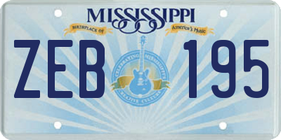 MS license plate ZEB195