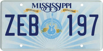 MS license plate ZEB197