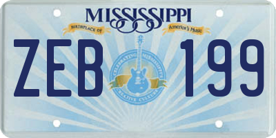 MS license plate ZEB199