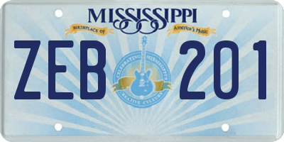 MS license plate ZEB201