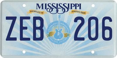 MS license plate ZEB206