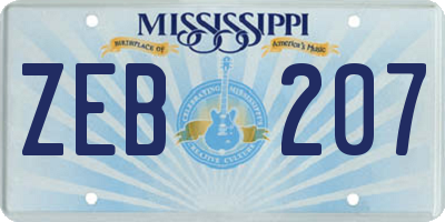 MS license plate ZEB207