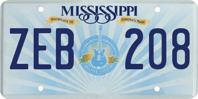 MS license plate ZEB208