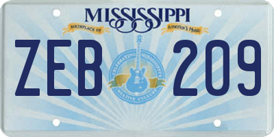 MS license plate ZEB209
