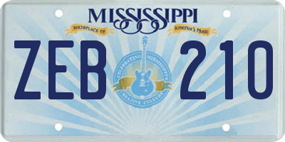 MS license plate ZEB210