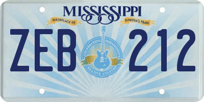 MS license plate ZEB212