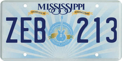 MS license plate ZEB213