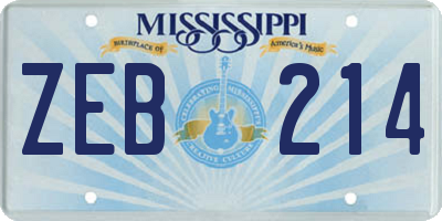 MS license plate ZEB214