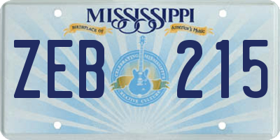 MS license plate ZEB215