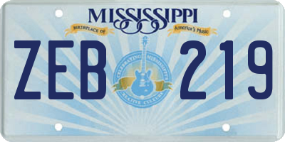 MS license plate ZEB219