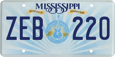 MS license plate ZEB220
