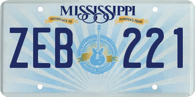 MS license plate ZEB221
