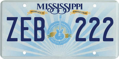 MS license plate ZEB222