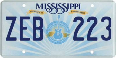 MS license plate ZEB223