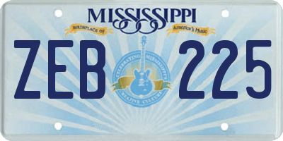 MS license plate ZEB225