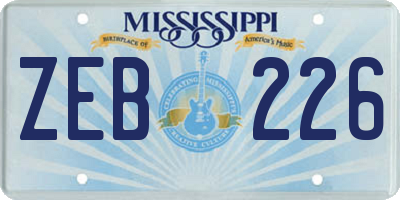 MS license plate ZEB226
