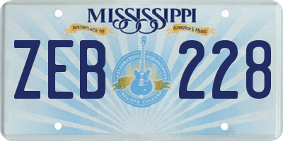 MS license plate ZEB228