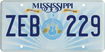 MS license plate ZEB229