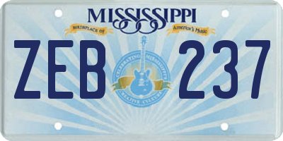 MS license plate ZEB237