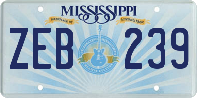 MS license plate ZEB239