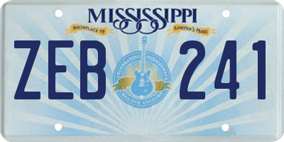 MS license plate ZEB241