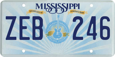 MS license plate ZEB246