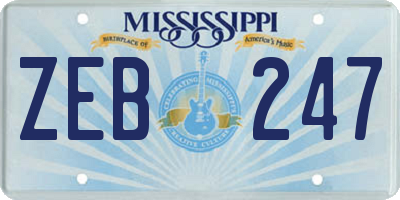 MS license plate ZEB247