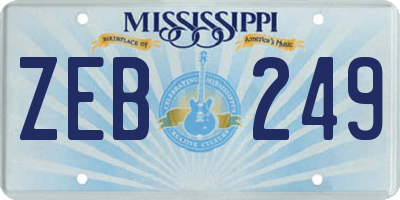 MS license plate ZEB249