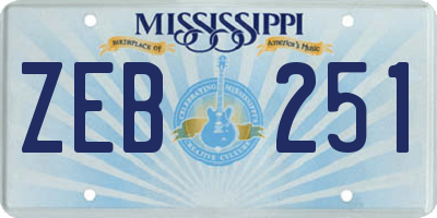 MS license plate ZEB251