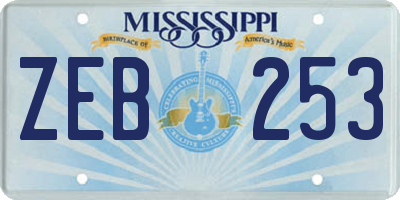MS license plate ZEB253