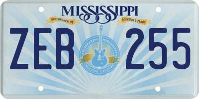 MS license plate ZEB255
