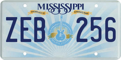 MS license plate ZEB256
