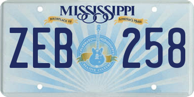 MS license plate ZEB258