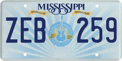 MS license plate ZEB259