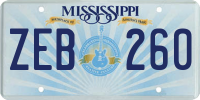 MS license plate ZEB260