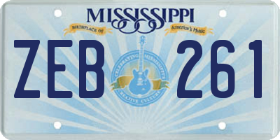 MS license plate ZEB261