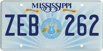 MS license plate ZEB262