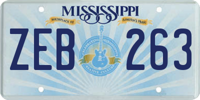 MS license plate ZEB263