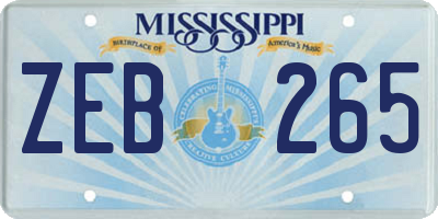MS license plate ZEB265