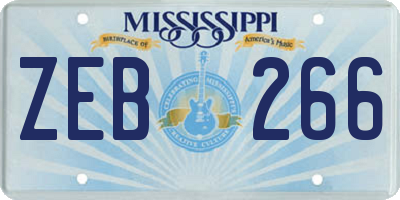 MS license plate ZEB266